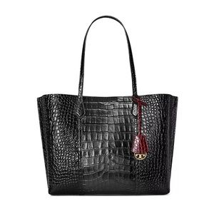 Tory Burch Perry Croc Embossed Leather Triple Compartment Tote